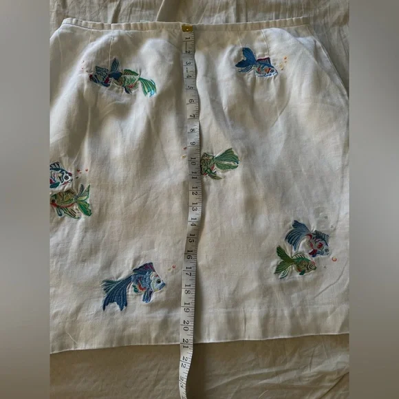 Talbots White Skirt with Colorful Fish Embroidery - Picture 7 of 9